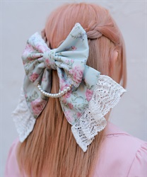 クラシカルローズ柄バレッタ【受注生産】(ミント-F)