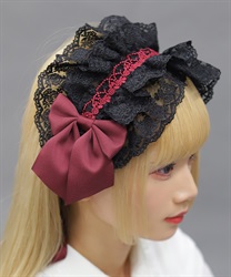 チュールレースヘッドドレス(ワイン-F)