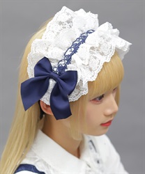 チュールレースヘッドドレス(紺-F)