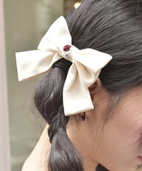 巻き薔薇リボンヘアクリップ【2点10%OFF対象商品】(生成り-F)