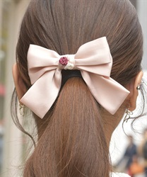 巻き薔薇リボンヘアクリップ【2点10%OFF対象商品】(ピンク-F)