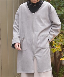 カットスエードコーディガン(チャコール-F)