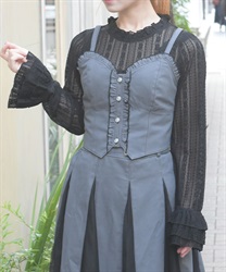 フリルフレア袖レースインナー(黒-F)