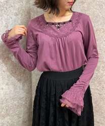 サテンローズデザインプルオーバー | outlet | axes femme サテンローズデザインプルオーバー | outlet | axes femme