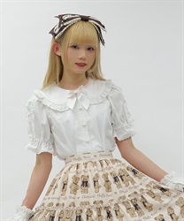 袖レースアップブラウス【ランク限定Web先行販売】(白-M)