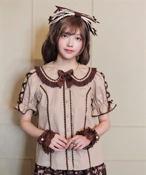 袖レースアップブラウス【ランク限定Web先行販売】(モカ-M)