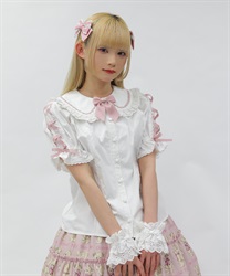 袖レースアップブラウス【ランク限定Web先行販売】(ピンク-M)