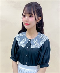 フラワー刺繍襟パフ袖ブラウス | outlet | axes femme online shop フラワー刺繍襟パフ袖ブラウス | outlet | axes femme online shop