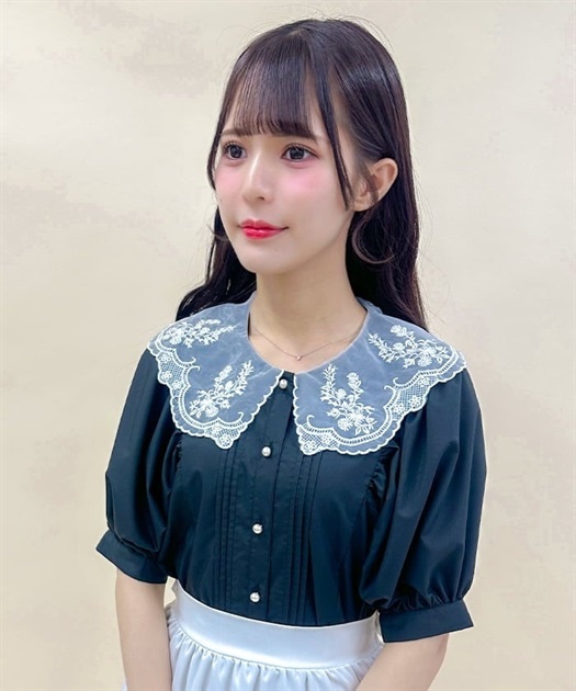 フラワー刺繍襟パフ袖ブラウス | outlet | axes femme online shop フラワー刺繍襟パフ袖ブラウス | outlet | axes femme online shop
