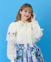 レース風刺繍入フリルブラウス【期間限定価格】 | outlet | axes レース風刺繍入フリルブラウス【期間限定価格】 | outlet | axes