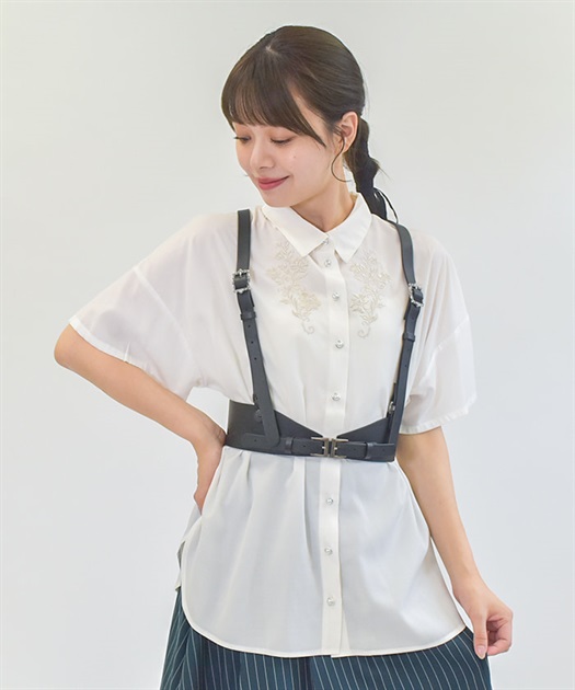 花刺繍シアーロングシャツ | outlet | axes femme online shop 花刺繍シアーロングシャツ | outlet | axes femme online shop