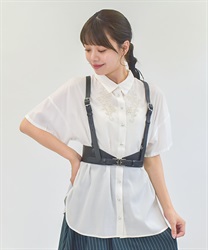 花刺繍シアーロングシャツ(白-F)