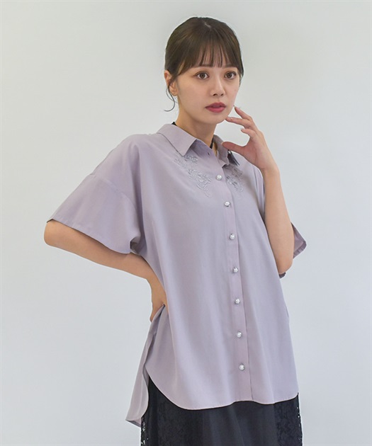 花刺繍シアーロングシャツ | outlet | axes femme online shop 花刺繍シアーロングシャツ | outlet | axes femme online shop