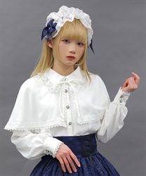 ケープ付ブラウス(白-M)