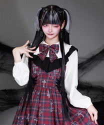 ナイトメアチェックリボンブラウス(白-M)