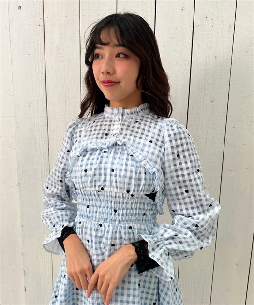 ハートドット刺繍ギンガムブラウス【期間限定価格】 | outlet ハートドット刺繍ギンガムブラウス【期間限定価格】 | outlet