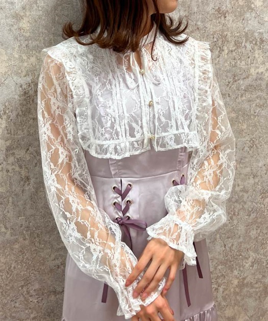 シアーレースショートブラウス【期間限定価格】 | outlet | axes シアーレースショートブラウス【期間限定価格】 | outlet | axes