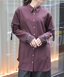 ハトメシャツチュニック(ワイン-F)