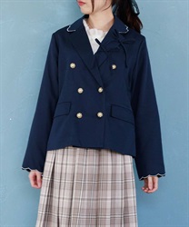 スカラップ刺繍ダブルジャケット【2点10%OFF対象商品】(紺-F)