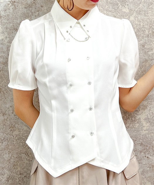 コルセット風ダブルボタンブラウス | outlet | axes femme コルセット風ダブルボタンブラウス | outlet | axes femme