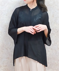 エンブロイダリーシャツ【2点10%OFF対象商品】(黒-F)