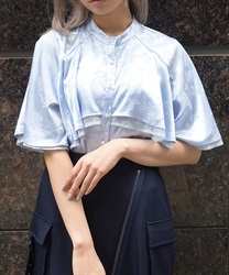 フレアケープブラウス(サックス-F)