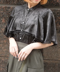 フレアケープブラウス(黒-F)
