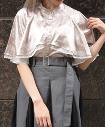 フレアケープブラウス(グレージュ-F)