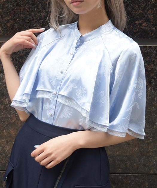 フレアケープブラウス