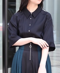 ダブルジップブラウス(黒-F)