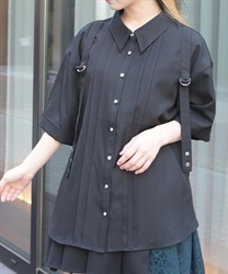 タブデザインロングシャツ(黒-F)