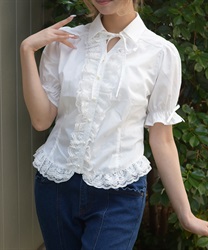 レースフリル×編上ブラウス【WEB先行販売】