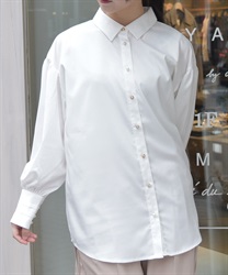 袖デザインとろみロングブラウス【2点10%OFF対象商品】(白-F)