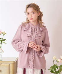ピンタック使フリルブラウス【2点10%OFF対象商品】(ピンク-F)