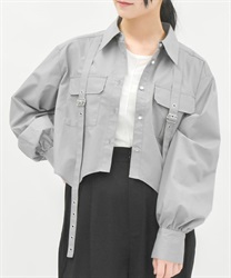 ハトメ使いショートシャツ【2点10%OFF対象商品】(グレー-F)