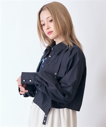 ハトメ使いショートシャツ【2点10%OFF対象商品】(黒-F)