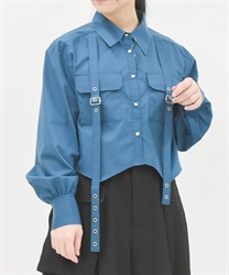ハトメ使いショートシャツ【2点10%OFF対象商品】(ブルーグリーン-F)