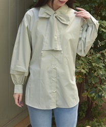 ラインリボンオーバーシャツ(グリーン-F)