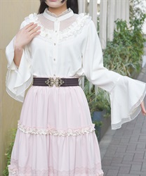 ドットチュール姫袖ブラウス(生成り-F)