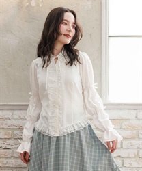 シャーリングスリーブブラウス【予約】(白-F)