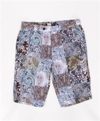 パッチワーク柄ショートパンツ(ベージュ-M)