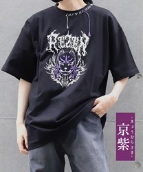 狐面ロゴプリント半袖Ｔシャツ(京紫-M)