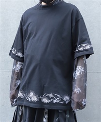 彼岸花刺繍半袖Ｔシャツ(月白-F)