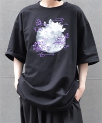 蓮プリント×刺繍Ｔシャツ