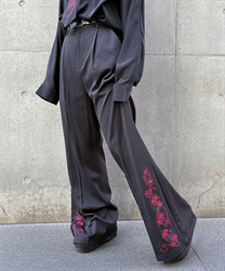 菊刺繍フレアパンツ(真紅-S)