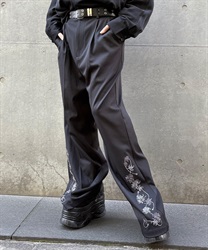 菊刺繍フレアパンツ(月白-S)