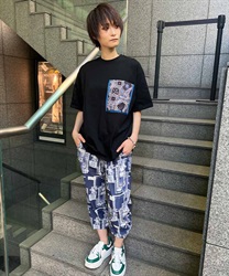 フラワー×額縁ＰＴパンツ【期間限定価格】(紺-Ｓ)
