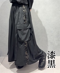 霞柄サイドライン袴パンツ【2点10%OFF対象商品】(漆黒-S)