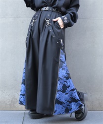 サス付ジャガードジップ袴パンツ(瑠璃色-S)