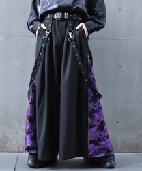 サス付ジャガードジップ袴パンツ(京紫-S)